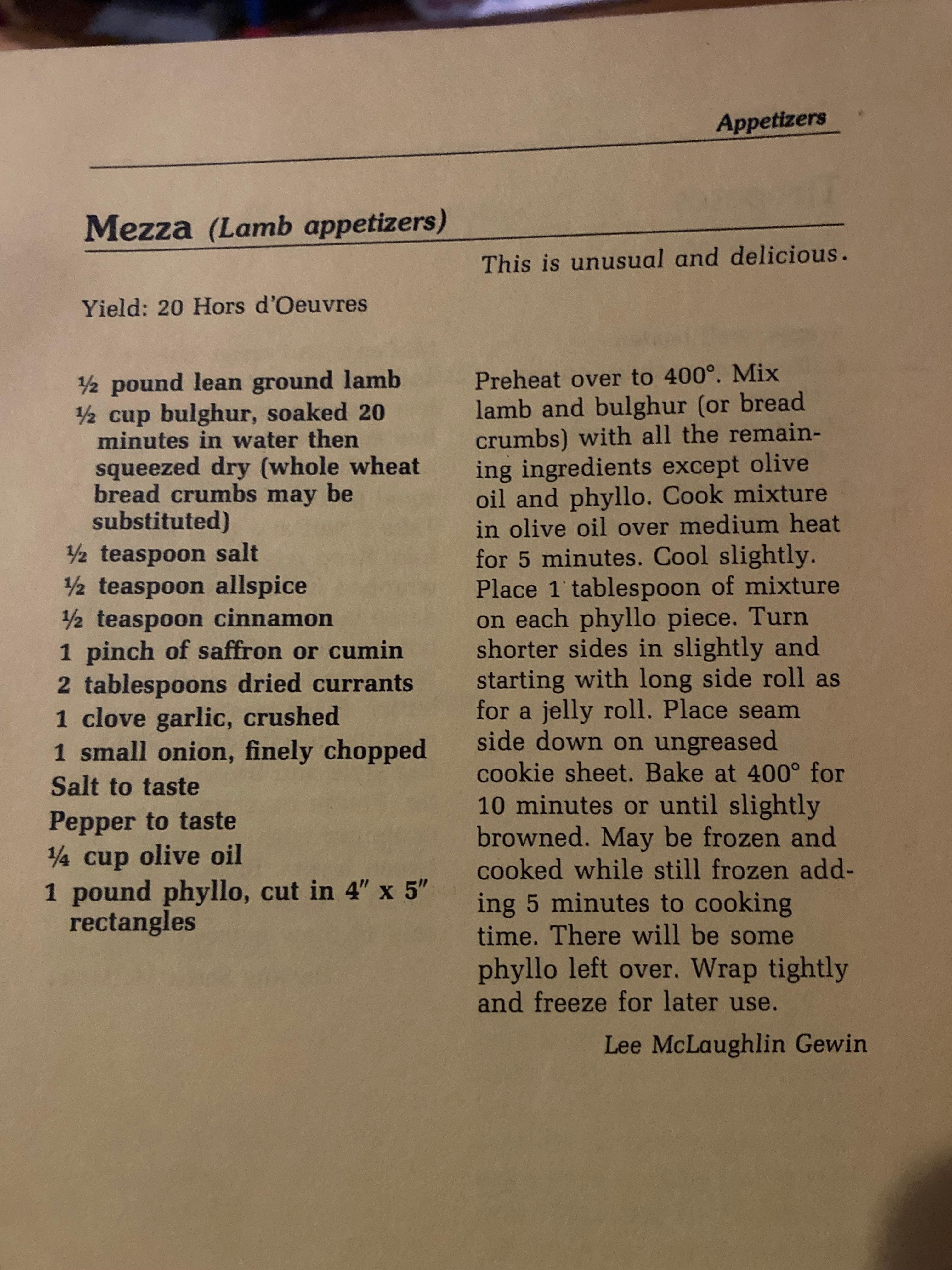 Mezza (Lamb appetizers)