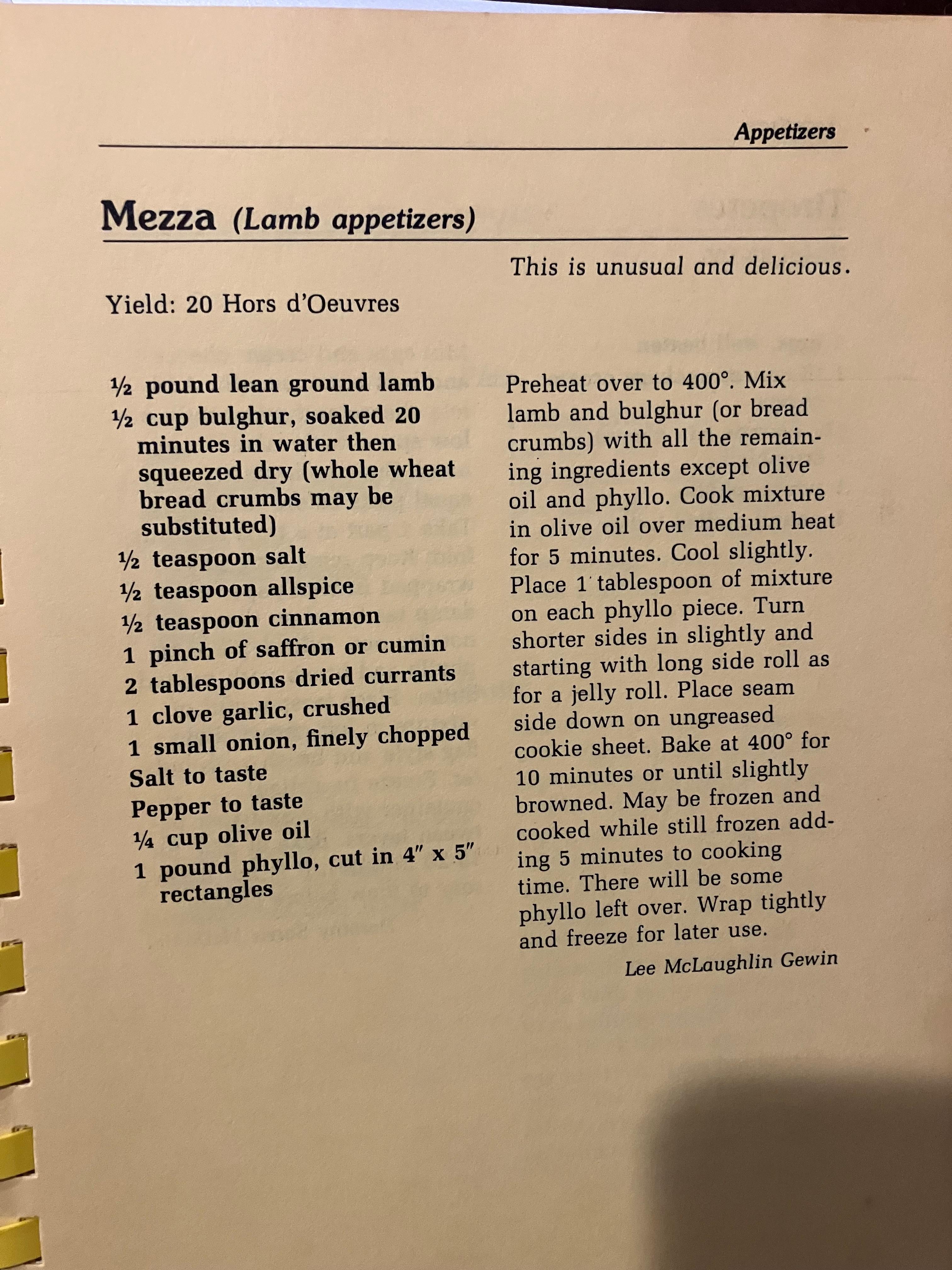 Lamb and Bulghur Phyllo Rolls